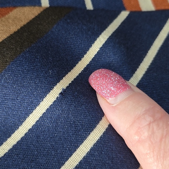 J. MCLAUGHLIN Womens Indigo Montecito Striped Chevron Side Skirt Size 4 💙🤎🧡 - Picture 9 of 9